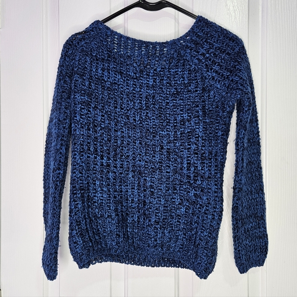 Cozy Knit Sweater, Blue And Black, Seductions, Size Small - Picture 1 of 8